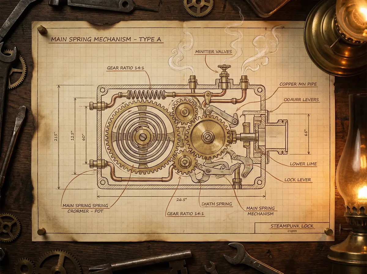 机关构造蓝图 - 暗网禁区 | 齿轮锁剖面图